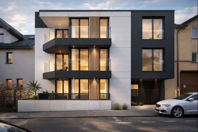 budynek wielorodzinny w zabudowie zwartej, projekt inwestycyjny. mieszkania na wynajem, proarch